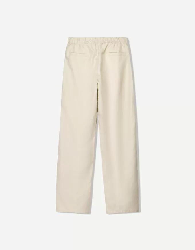 Rustic wide-leg linen blend pants