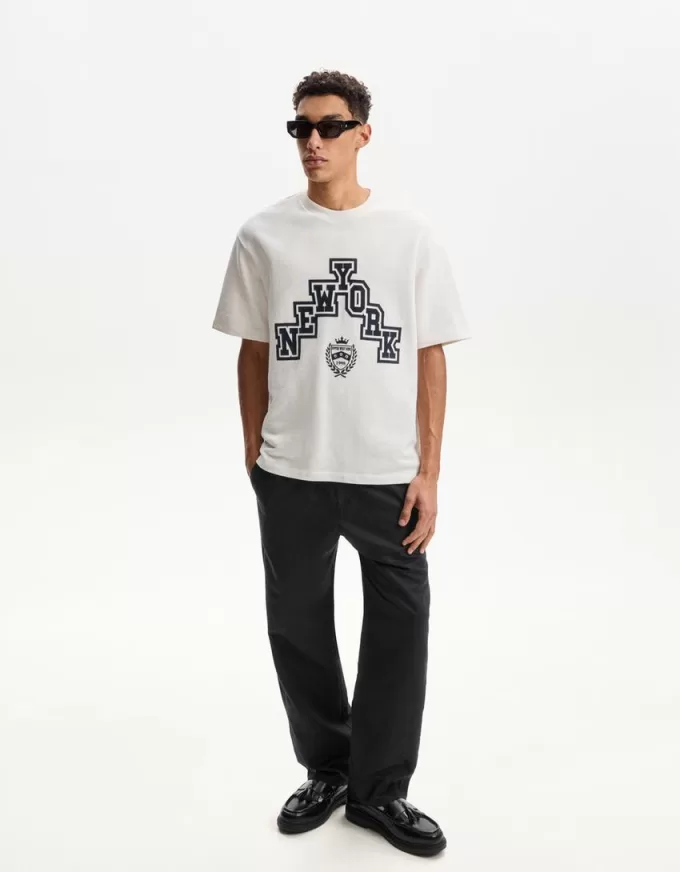 Rustic wide-leg linen blend pants