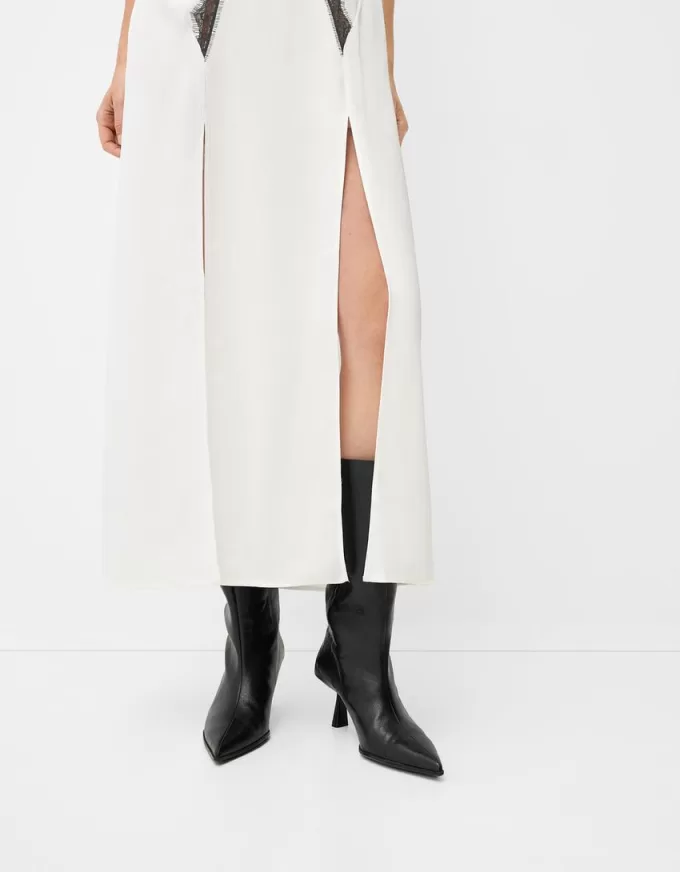 Satin lace midi dress