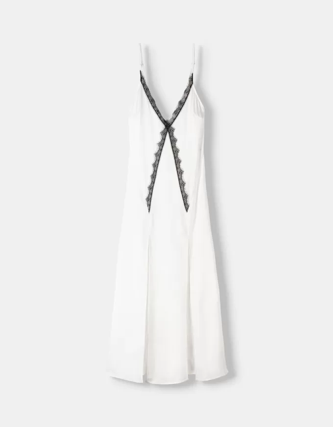 Satin lace midi dress