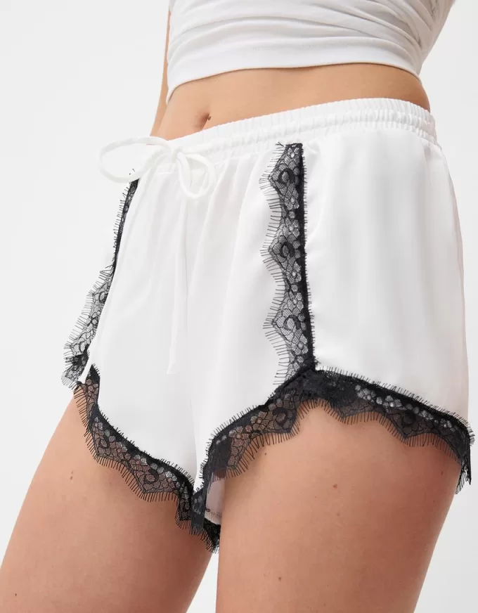 Satin lace shorts