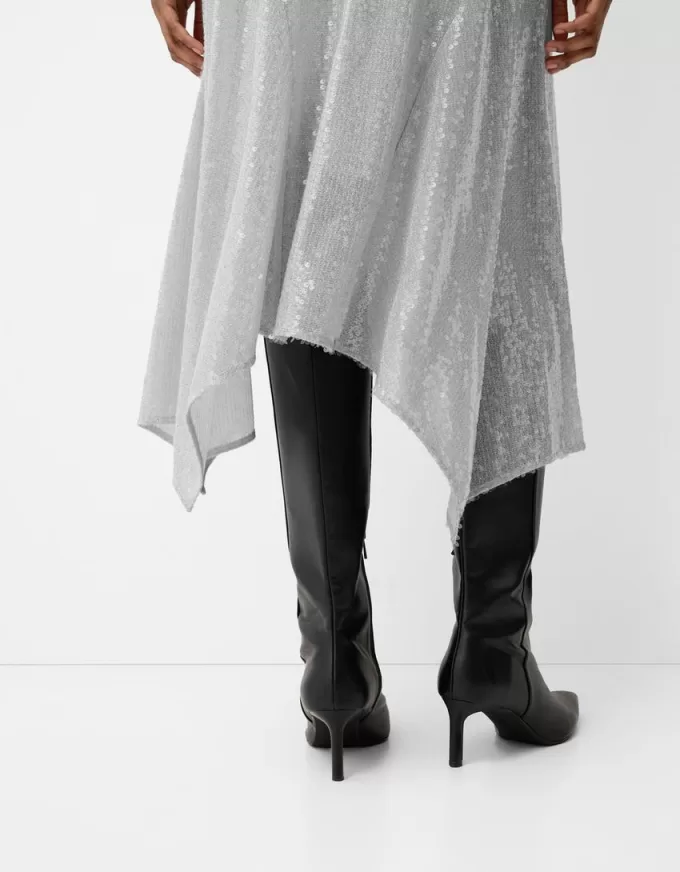 Sequined halter neck midi dress