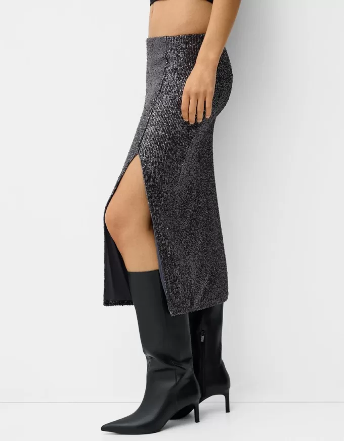 Sequined midi skirt