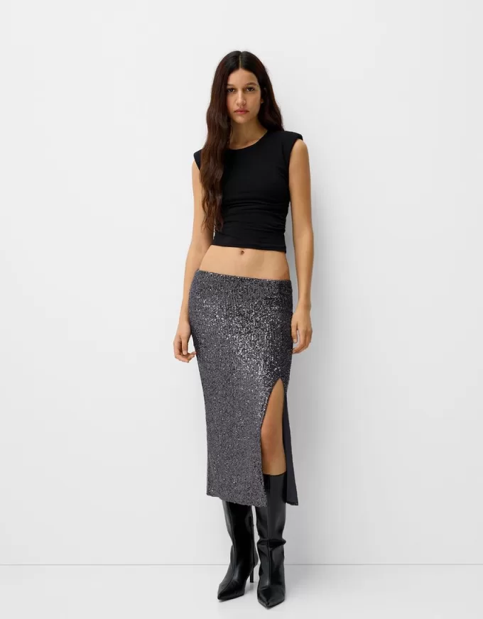 Sequined midi skirt