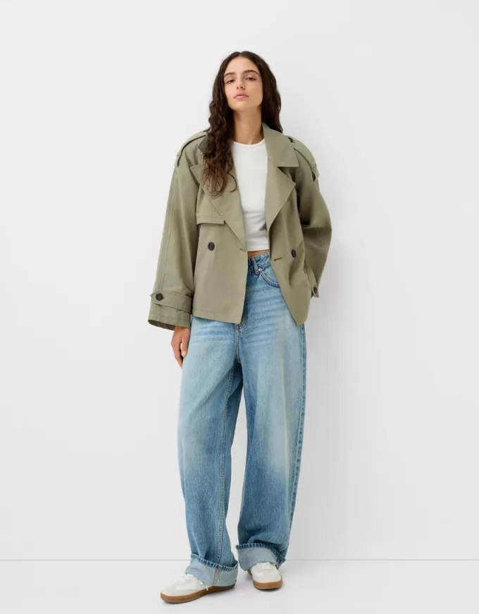Short oversize trench coat