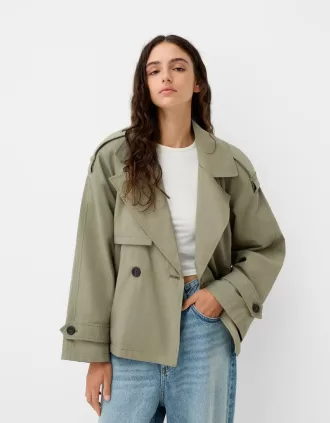 Short oversize trench coat