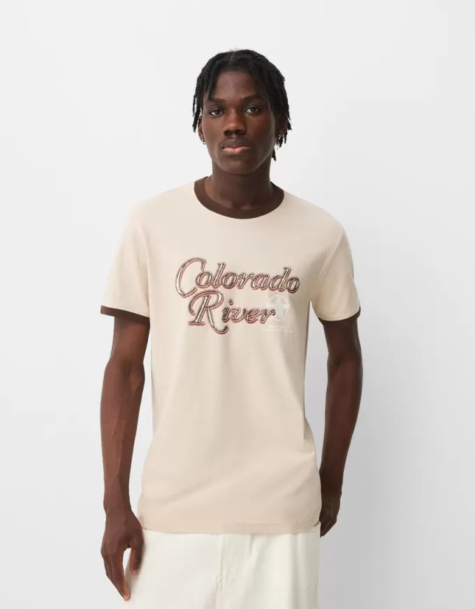 Short sleeve T-shirt with contrasting ribbed trims Short sleeve T-shirt with contrasting ribbed trims