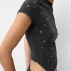 Short sleeve asymmetric T-shirt with studs