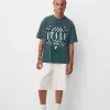 Short sleeve faded-effect T-shirt with a print Short sleeve faded-effect T-shirt with a print