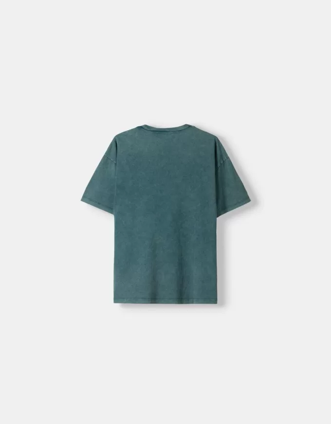Short sleeve faded-effect T-shirt with a print Short sleeve faded-effect T-shirt with a print