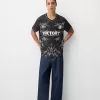 Short sleeve mesh printed T-shirt Short sleeve mesh printed T-shirt