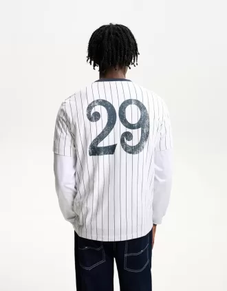 Short sleeve striped sporty print T-shirt