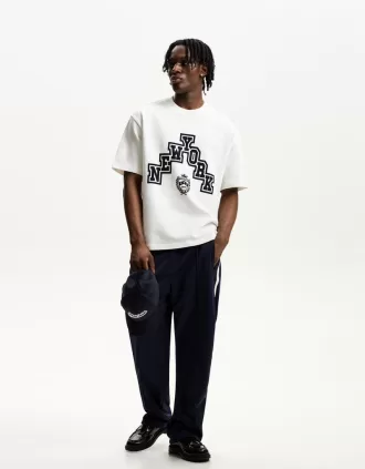 Short sleeve sweatshirt material sporty print T-shirt