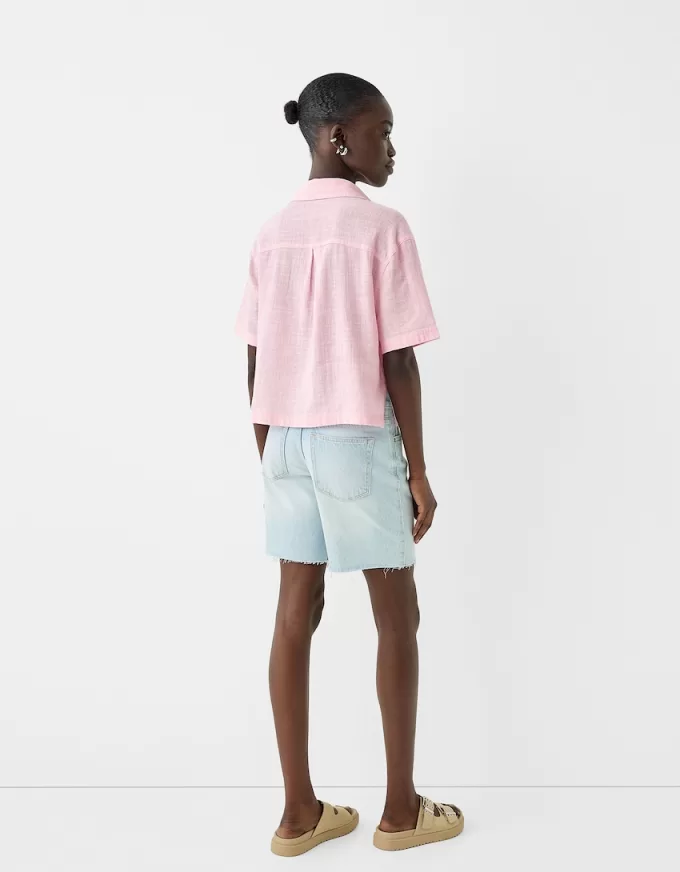 Short sleeve textured rustic shirt