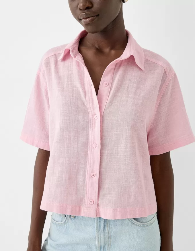 Short sleeve textured rustic shirt