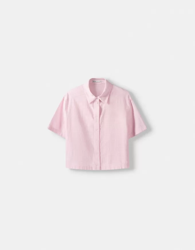 Short sleeve textured rustic shirt