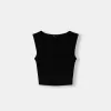 Sleeveless T-shirt with square neckline