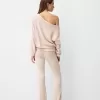 Soft touch asymmetric neck sweater