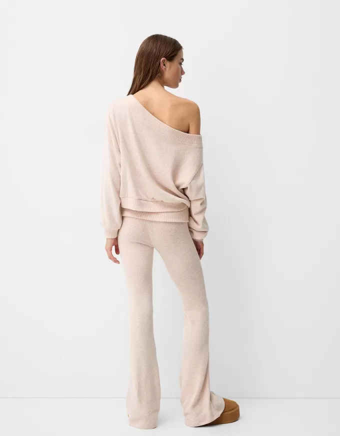 Soft touch asymmetric neck sweater