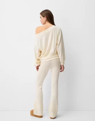 Soft touch asymmetric neck sweater