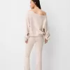 Soft touch asymmetric neck sweater