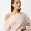 Soft touch asymmetric neck sweater