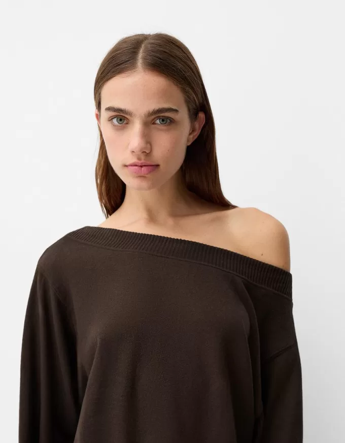 Soft touch asymmetric neck sweater Soft touch asymmetric neck sweater