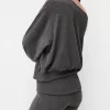 Soft touch asymmetric neck sweater