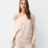 Soft touch asymmetric neck sweater