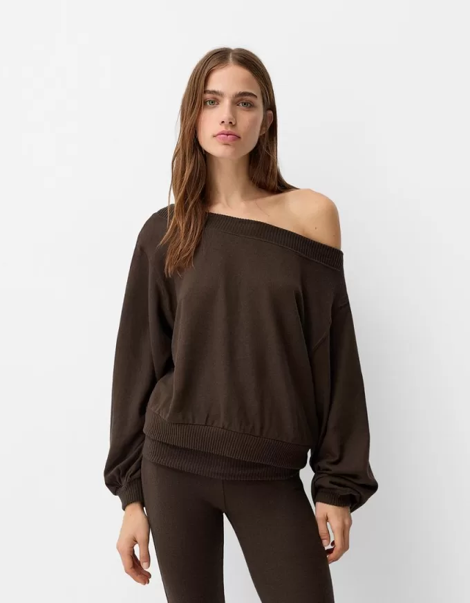 Soft touch asymmetric neck sweater Soft touch asymmetric neck sweater