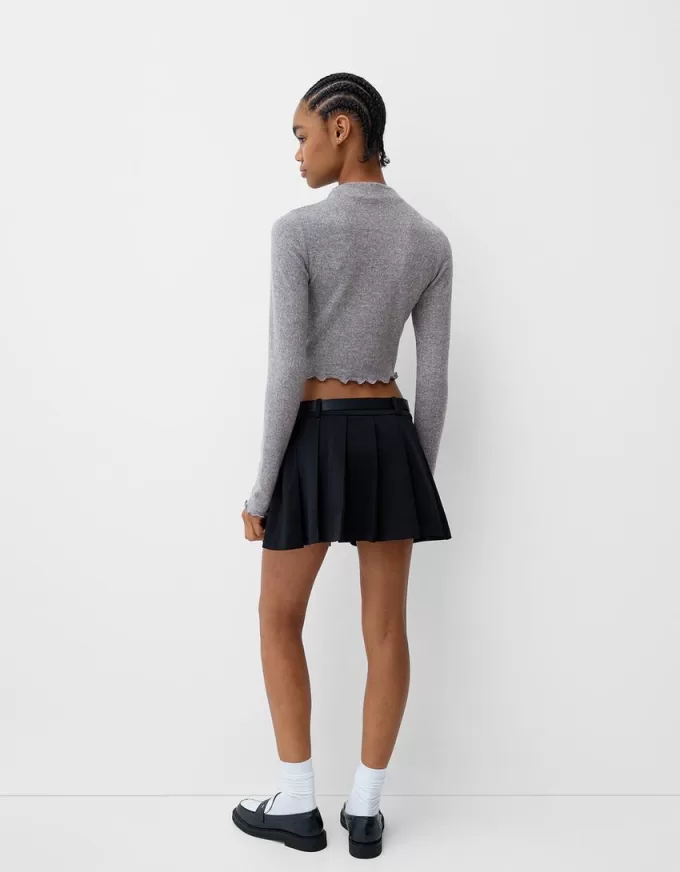 Soft touch cropped high neck sweater
