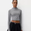 Soft touch cropped high neck sweater