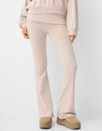 Soft touch flared pants with fold-over waist