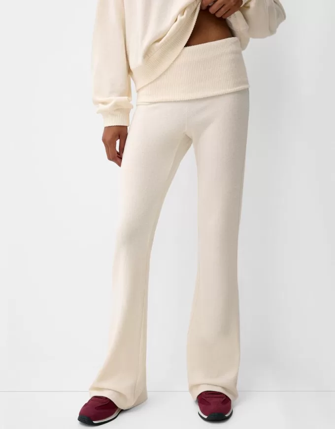 Soft touch flared pants with fold-over waist Soft touch flared pants with fold-over waist