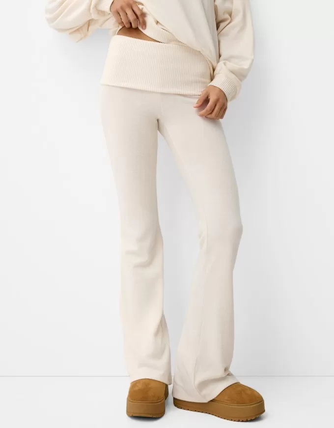 Soft touch flared pants with fold-over waist Soft touch flared pants with fold-over waist