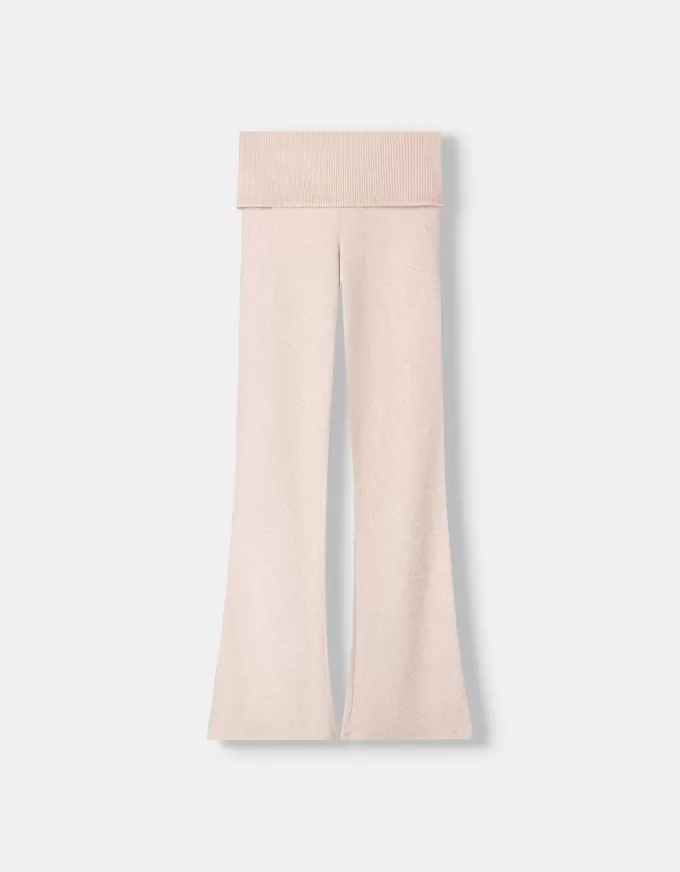 Soft touch flared pants with fold-over waist Soft touch flared pants with fold-over waist