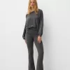 Soft touch flared pants with fold-over waist Soft touch flared pants with fold-over waist