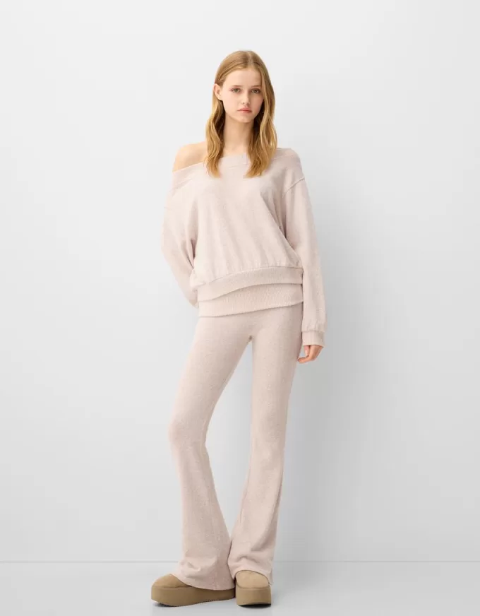 Soft touch flared pants with fold-over waist Soft touch flared pants with fold-over waist