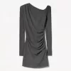 Soft touch mini dress with an asymmetric neckline