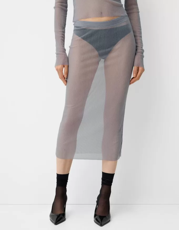 Sparkly mesh midi skirt