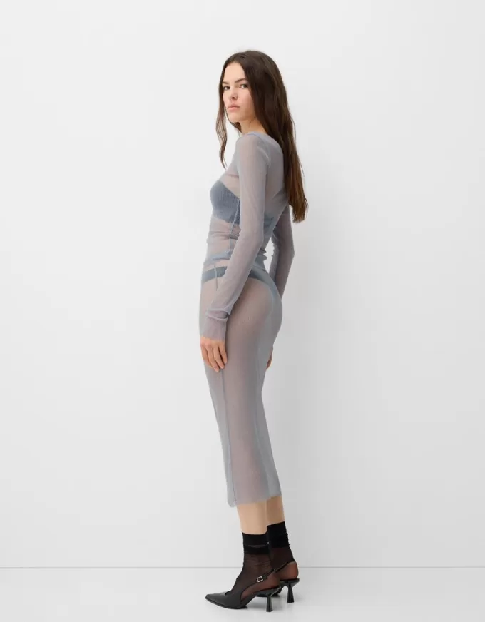 Sparkly mesh midi skirt