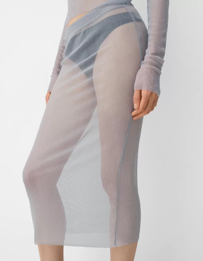 Sparkly mesh midi skirt