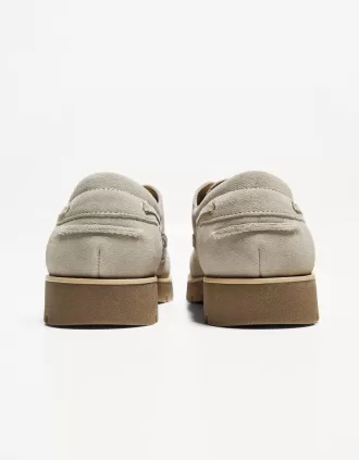 Split leather deck shoes with keyring detail