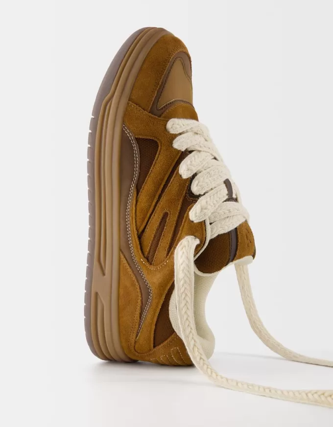 Split leather skater sneakers