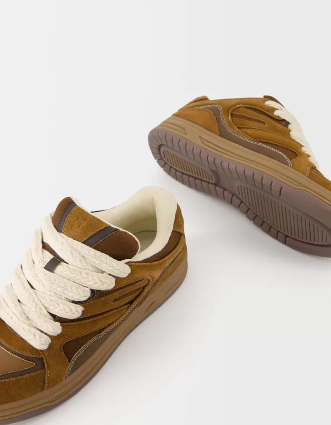 Split leather skater sneakers