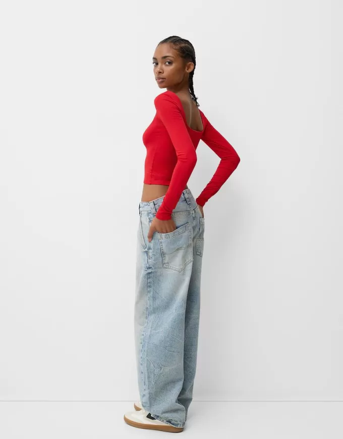 Square neckline long sleeve T-shirt Square neckline long sleeve T-shirt