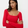 Square neckline long sleeve T-shirt Square neckline long sleeve T-shirt