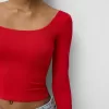 Square neckline long sleeve T-shirt Square neckline long sleeve T-shirt