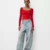Square neckline long sleeve T-shirt Square neckline long sleeve T-shirt