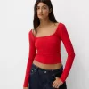Square neckline long sleeve T-shirt Square neckline long sleeve T-shirt